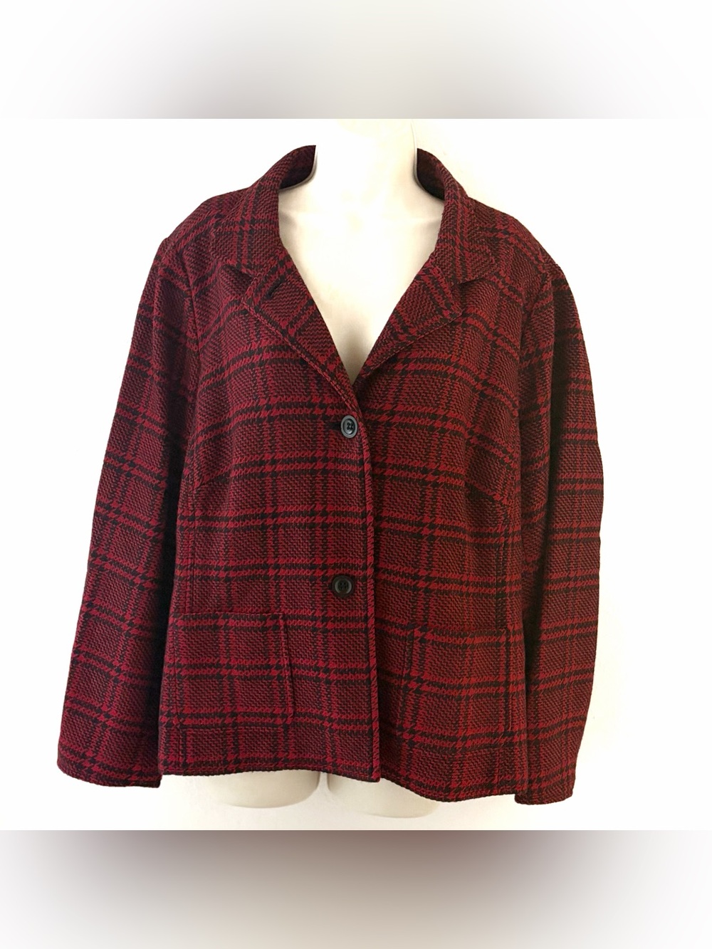 Talbots Red Plaid Two-Button Jacket
